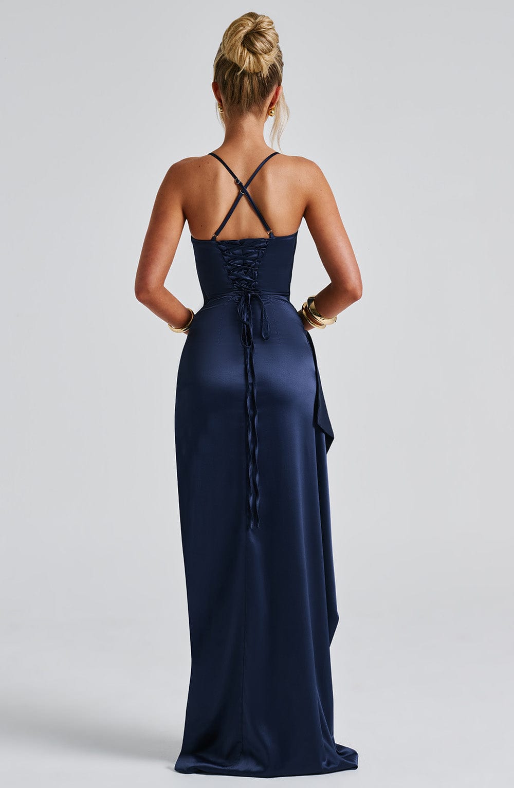 Gioia | Damen Elegantes Satin Abendkleid mit Cowl-Ausschnitt