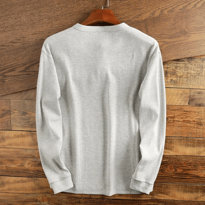 Stephan | Herren Modisches Casual Waffelstrick Henley Shirt