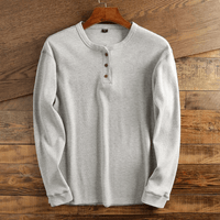Stephan | Herren Modisches Casual Waffelstrick Henley Shirt