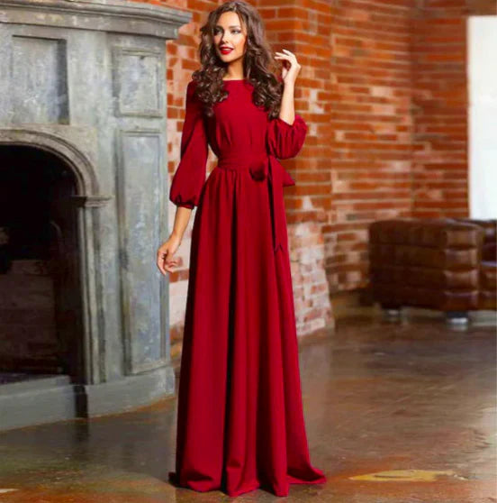 Wibke | Damen Hochzeitsgast Langarm Maxikleid