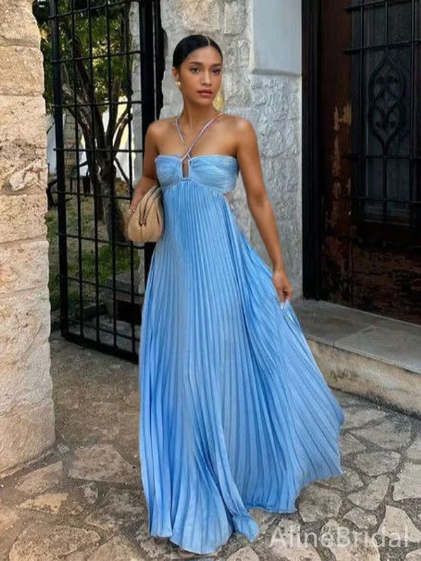 Lea | Damen Plissiertes Maxi Sommerkleid