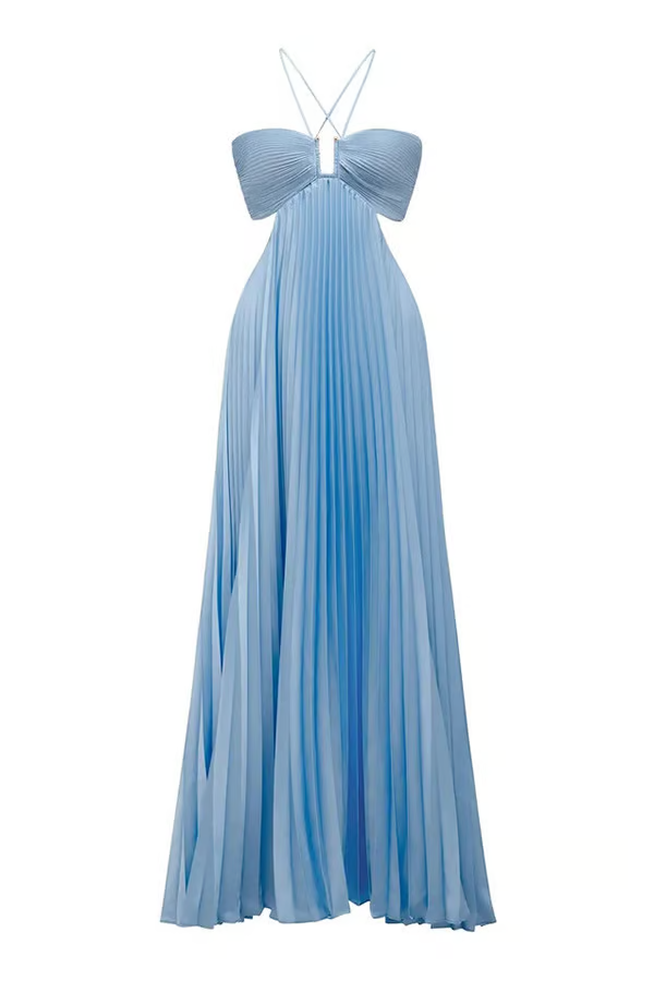 Lea | Damen Plissiertes Maxi Sommerkleid