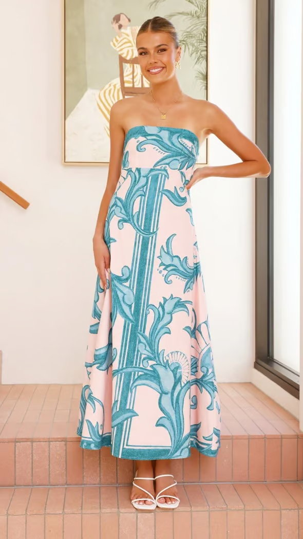 Natalie | Damen Elegantes Ornamentales Muster Hochzeitsgastkleid