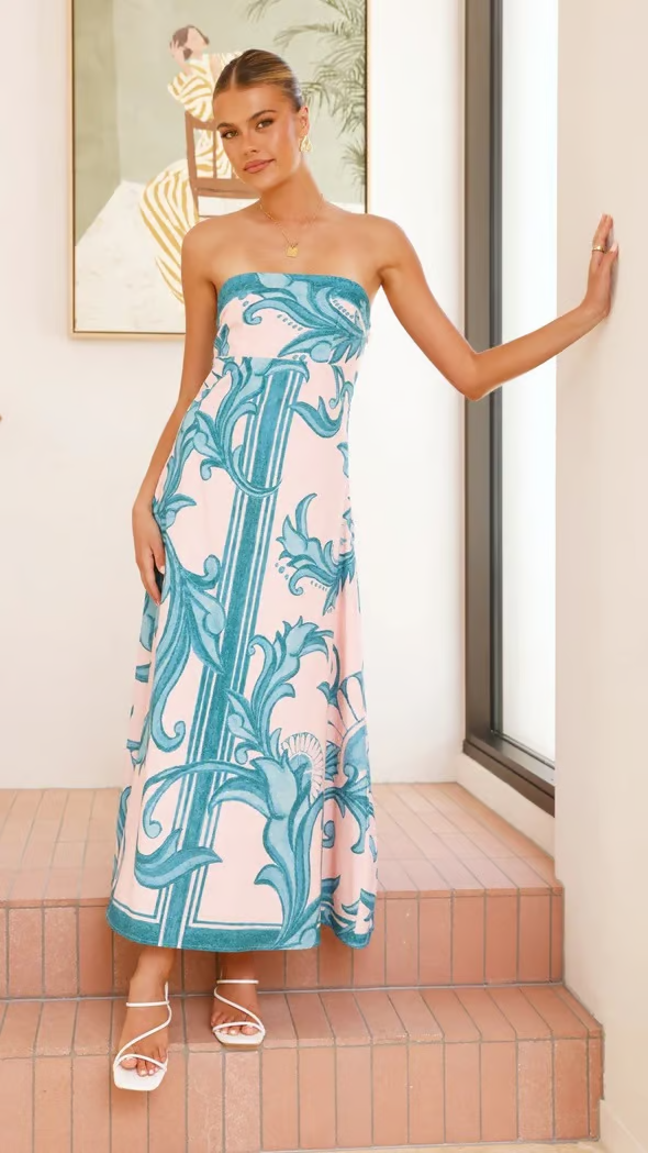 Natalie | Damen Elegantes Ornamentales Muster Hochzeitsgastkleid