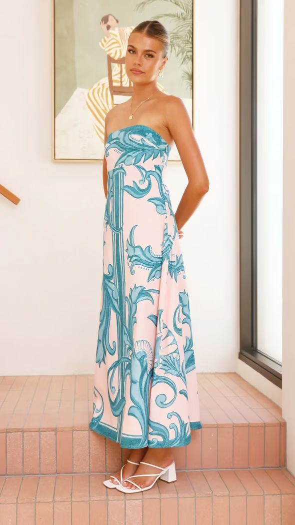 Natalie | Damen Elegantes Ornamentales Muster Hochzeitsgastkleid