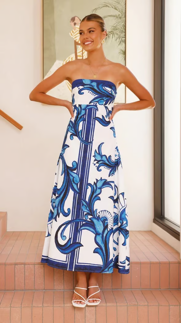 Natalie | Damen Elegantes Ornamentales Muster Hochzeitsgastkleid