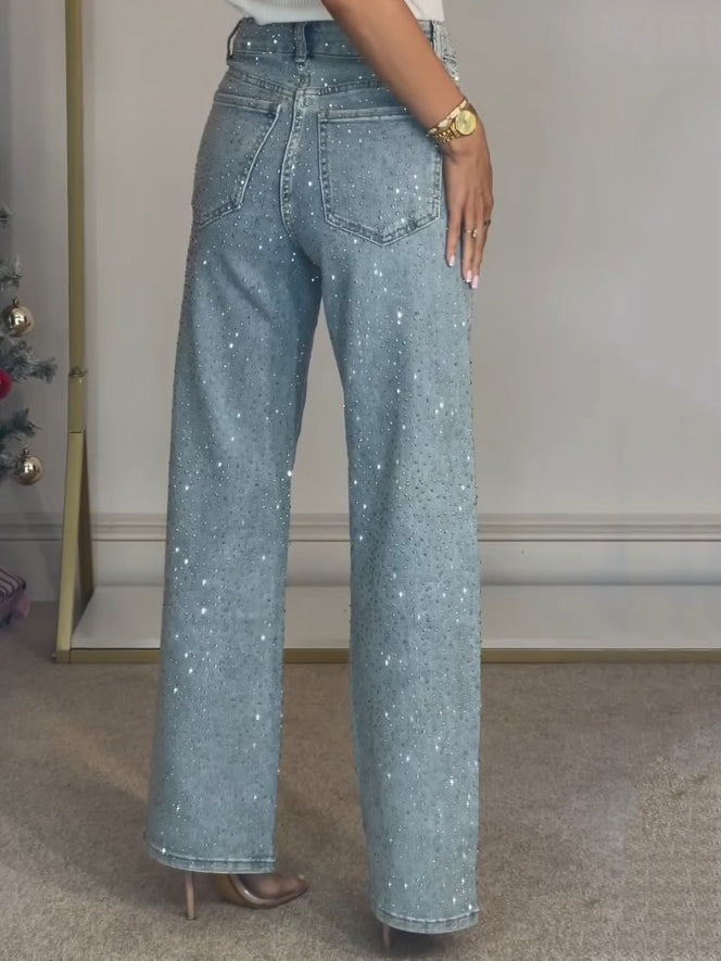 Edith | Damen Figurbetonende Glitzerjeans