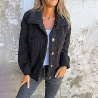 Marianne | Damen Modische Herbst Teddy Jacke mit Knöpfen
