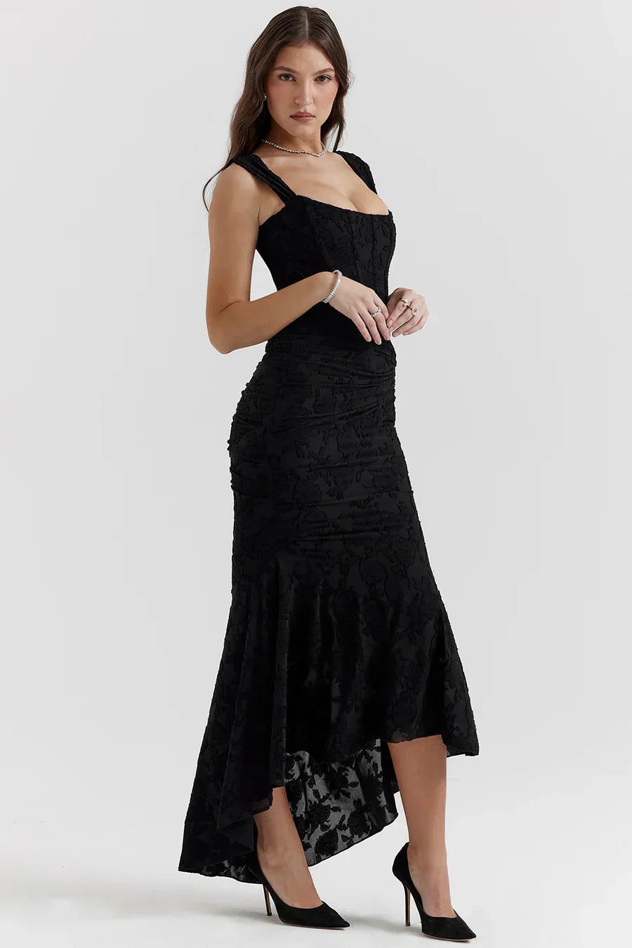 Nora | Damen Besticktes Abendkleid mit Korsage