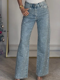 Edith | Damen Figurbetonende Glitzerjeans
