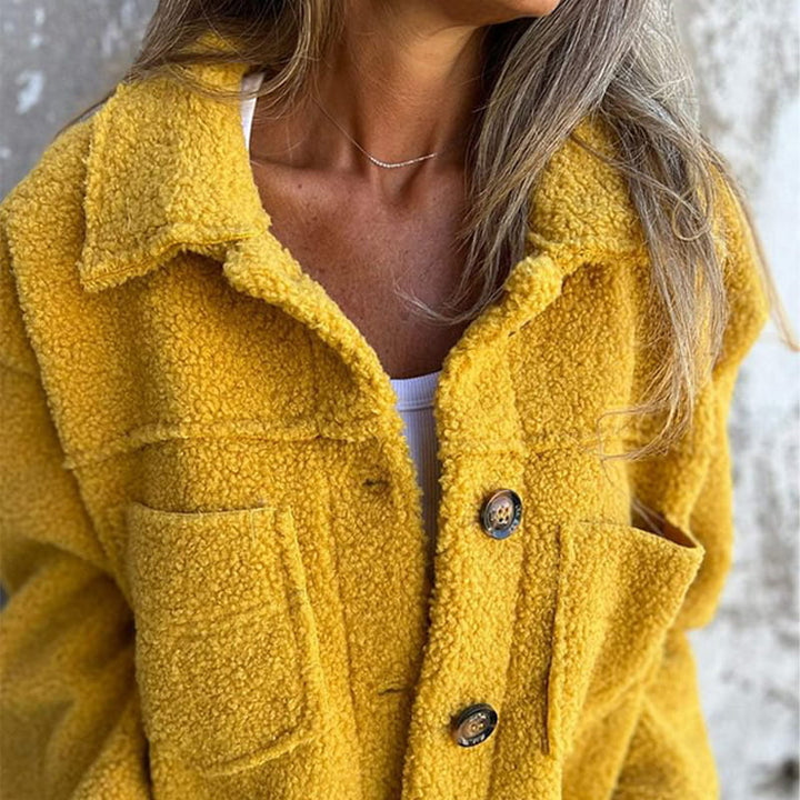 Marianne | Damen Modische Herbst Teddy Jacke mit Knöpfen