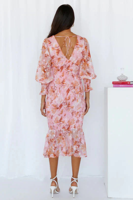 Fiona | Damen Sommer V-Ausschnitt Hochzeitsgastkleid