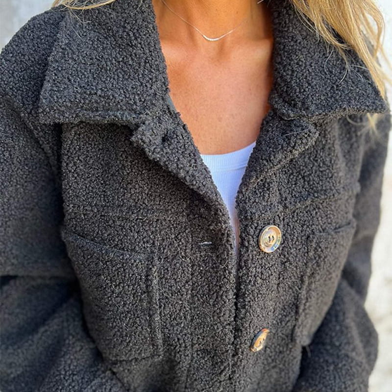 Marianne | Damen Modische Herbst Teddy Jacke mit Knöpfen