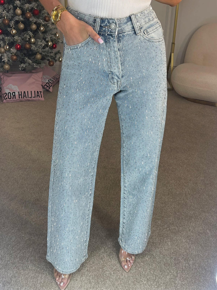 Edith | Damen Figurbetonende Glitzerjeans