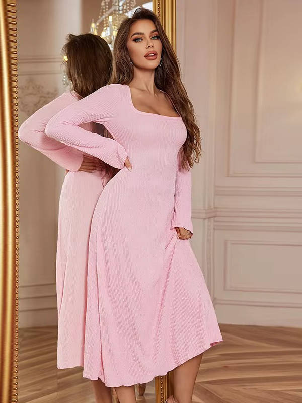 Anja | Damen Eckiger Ausschnitt Hochzeitsgast Midikleid