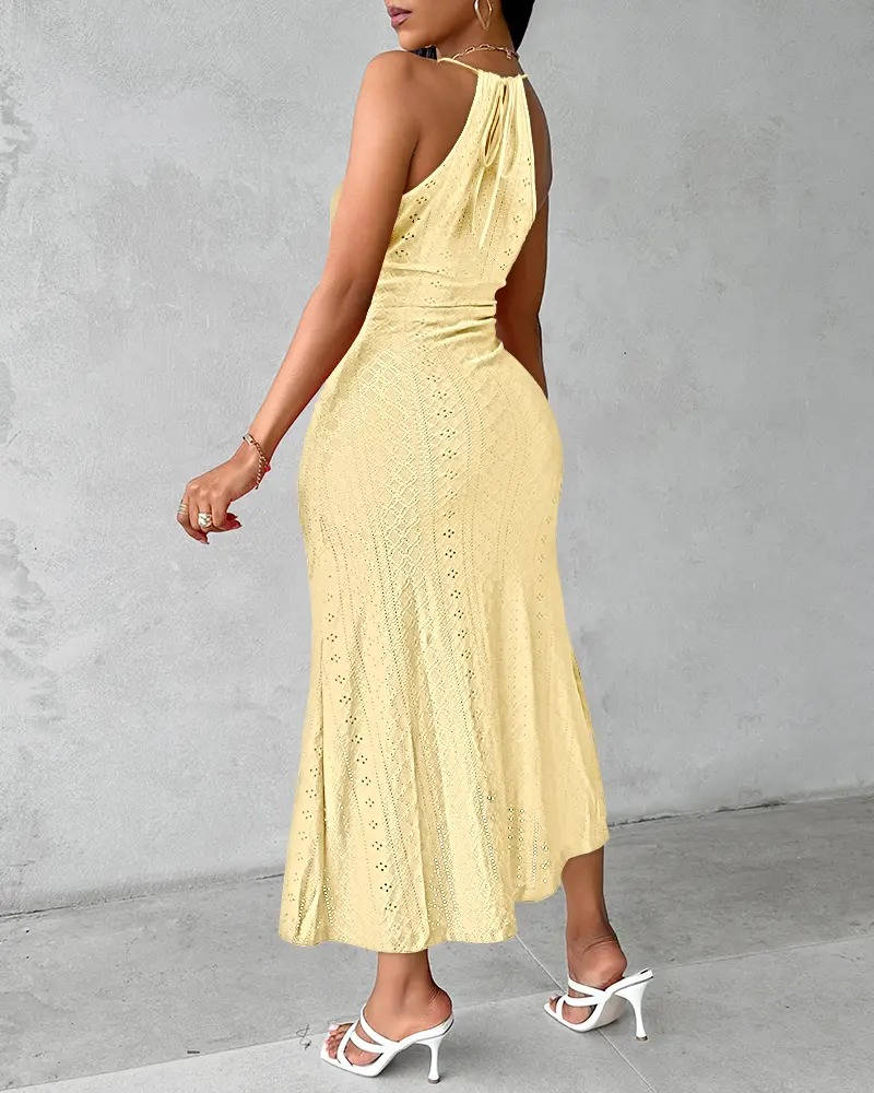 Alicia | Damen Sommer Neckholder Maxikleid