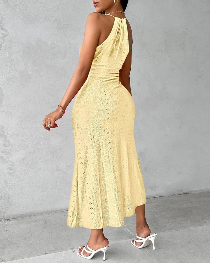 Alicia | Damen Sommer Neckholder Maxikleid