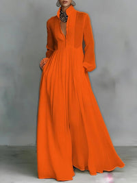 Sina | Damen Elegantes Hochzeitsgast Maxikleid mit Knopfleiste
