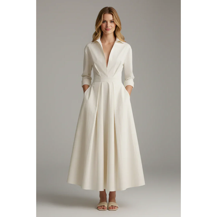 Joana | Damen Elegantes V-Ausschnitt Maxi Abendkleid