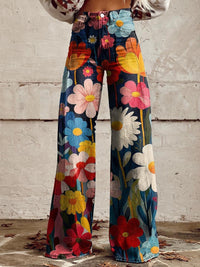 Liana | Damen Vintage Blumen Baggy Jeans Hose