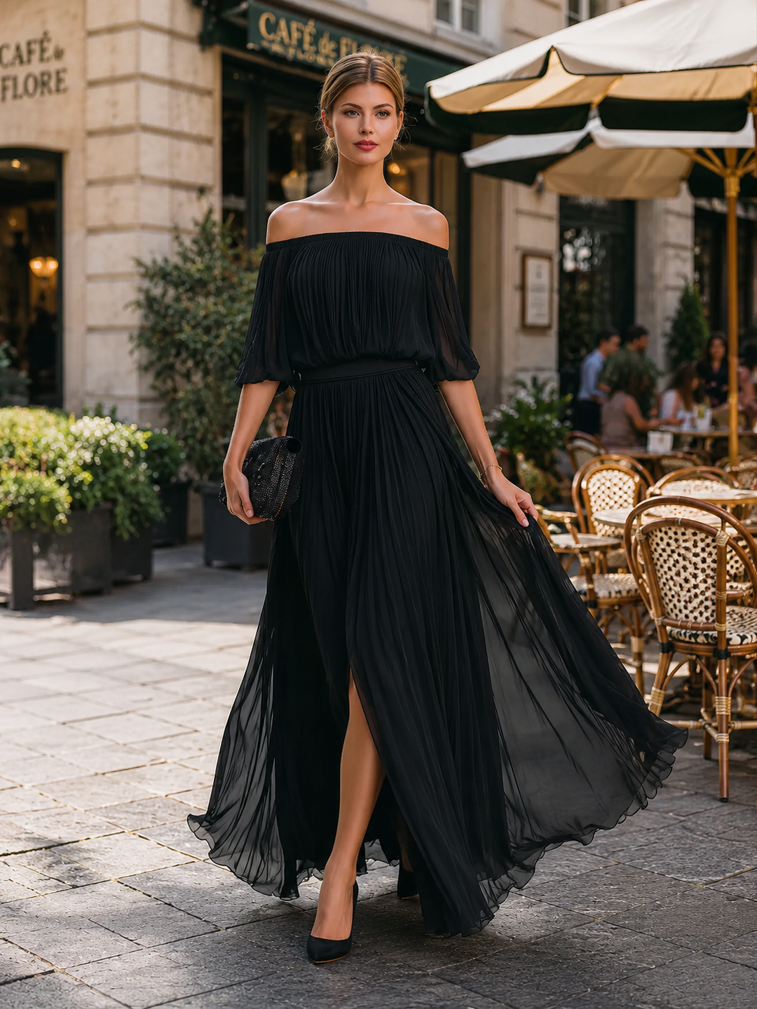 Zita | Damen Schulterfreies Hochzeitsgastkleid
