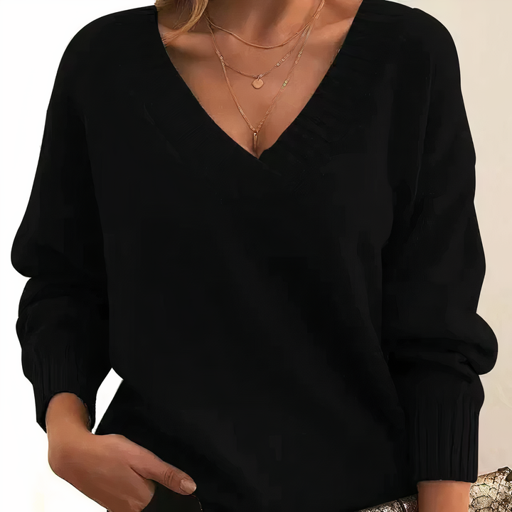 Solveig | Damen Komfort Kaschmirpullover Mit V-Ausschnitt