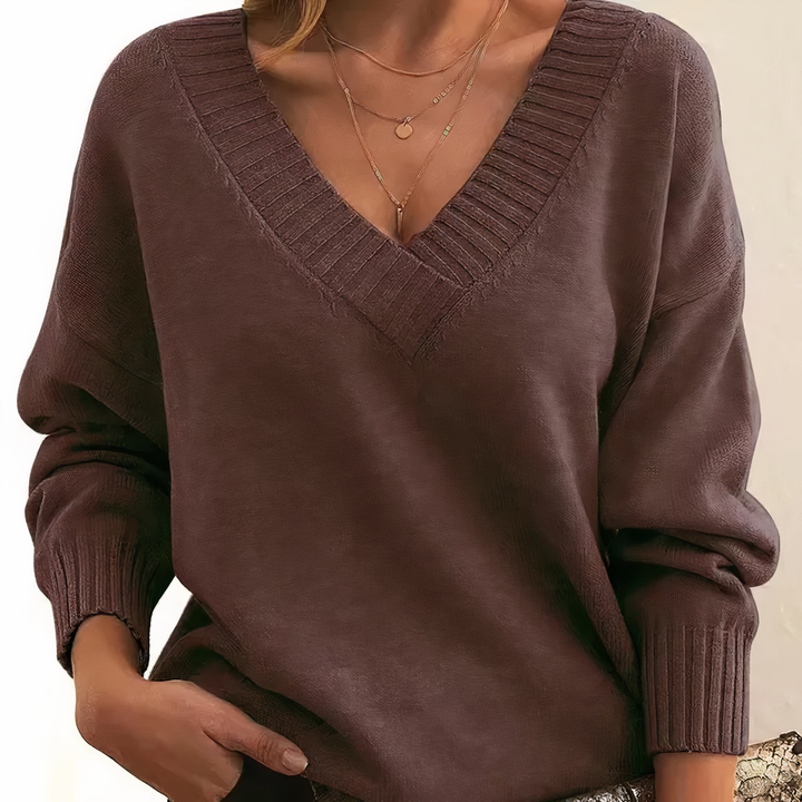 Solveig | Damen Komfort Kaschmirpullover Mit V-Ausschnitt