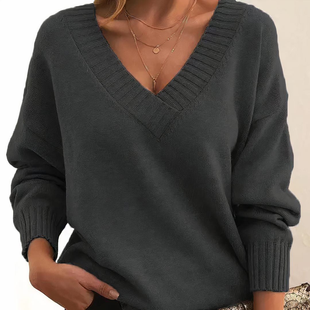 Solveig | Damen Komfort Kaschmirpullover Mit V-Ausschnitt