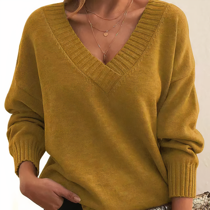Solveig | Damen Komfort Kaschmirpullover Mit V-Ausschnitt