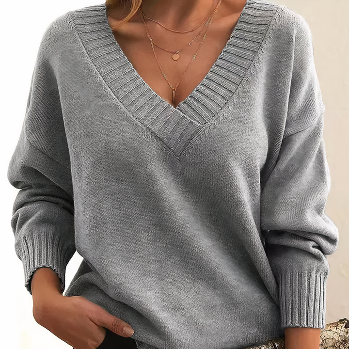 Solveig | Damen Komfort Kaschmirpullover Mit V-Ausschnitt