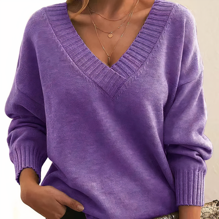 Solveig | Damen Komfort Kaschmirpullover Mit V-Ausschnitt