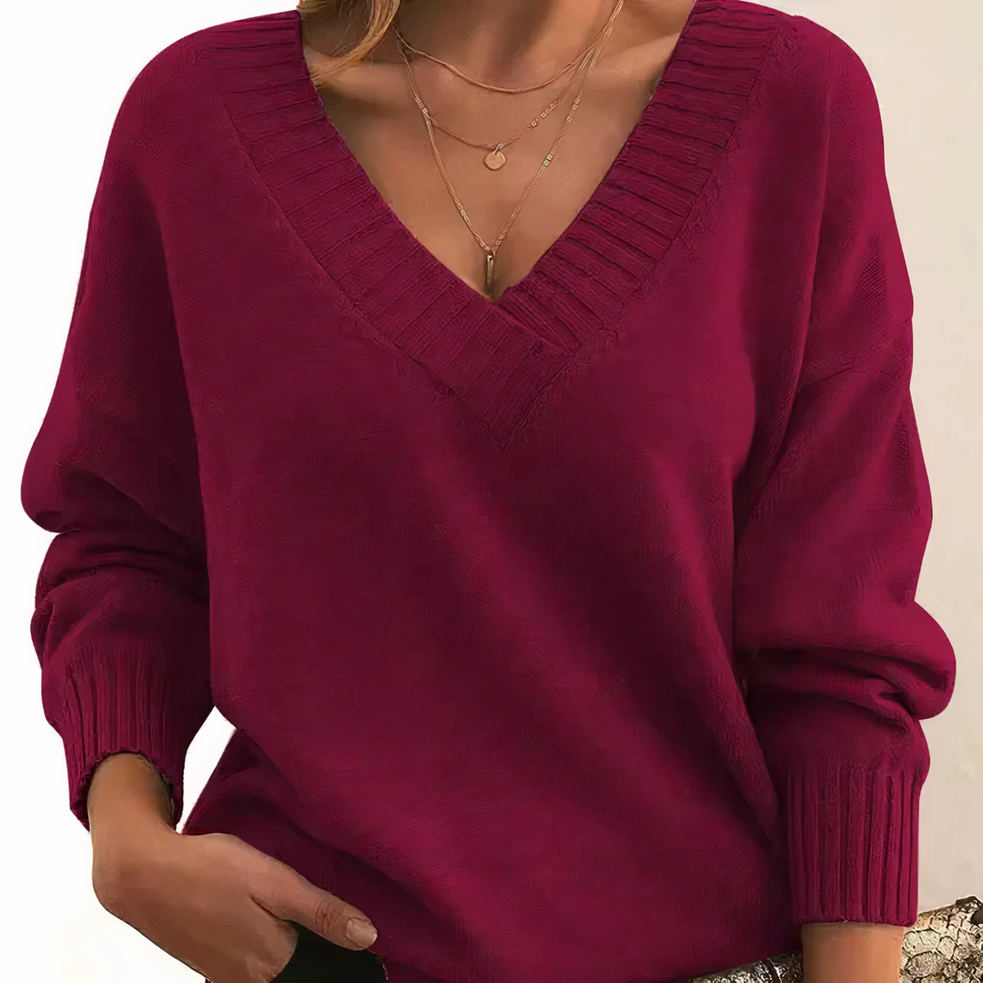 Solveig | Damen Komfort Kaschmirpullover Mit V-Ausschnitt