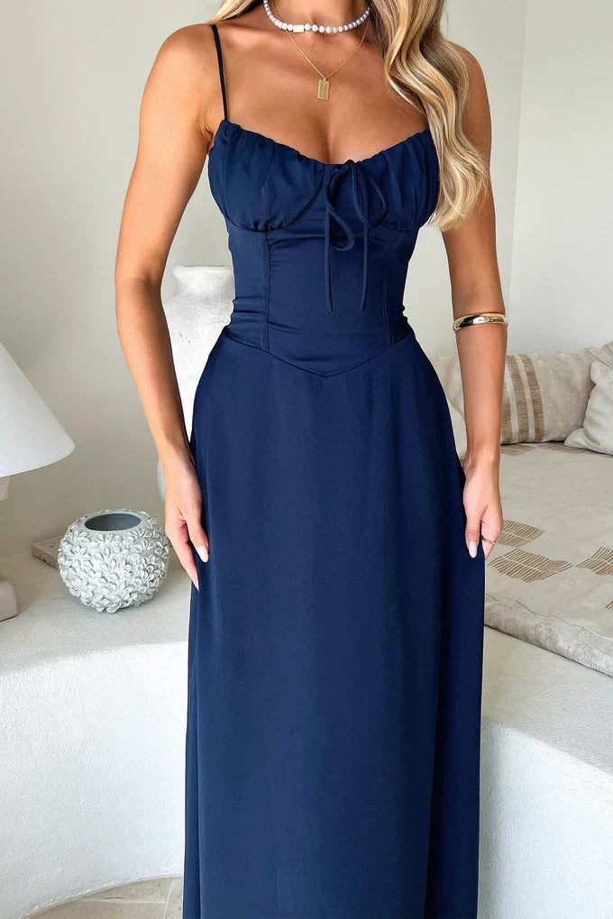 Nina | Damen Sommer Spaghettiträger Hochzeitsgastkleid