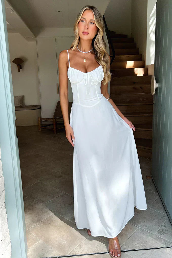 Nina | Damen Sommer Spaghettiträger Hochzeitsgastkleid