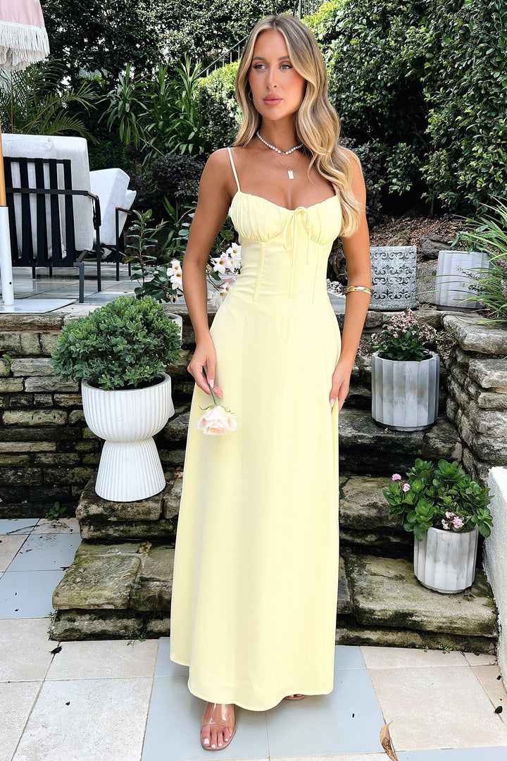 Nina | Damen Sommer Spaghettiträger Hochzeitsgastkleid