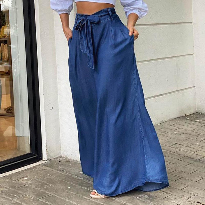 Mireva | Damen Sommer Bindegürtel Jeansrock