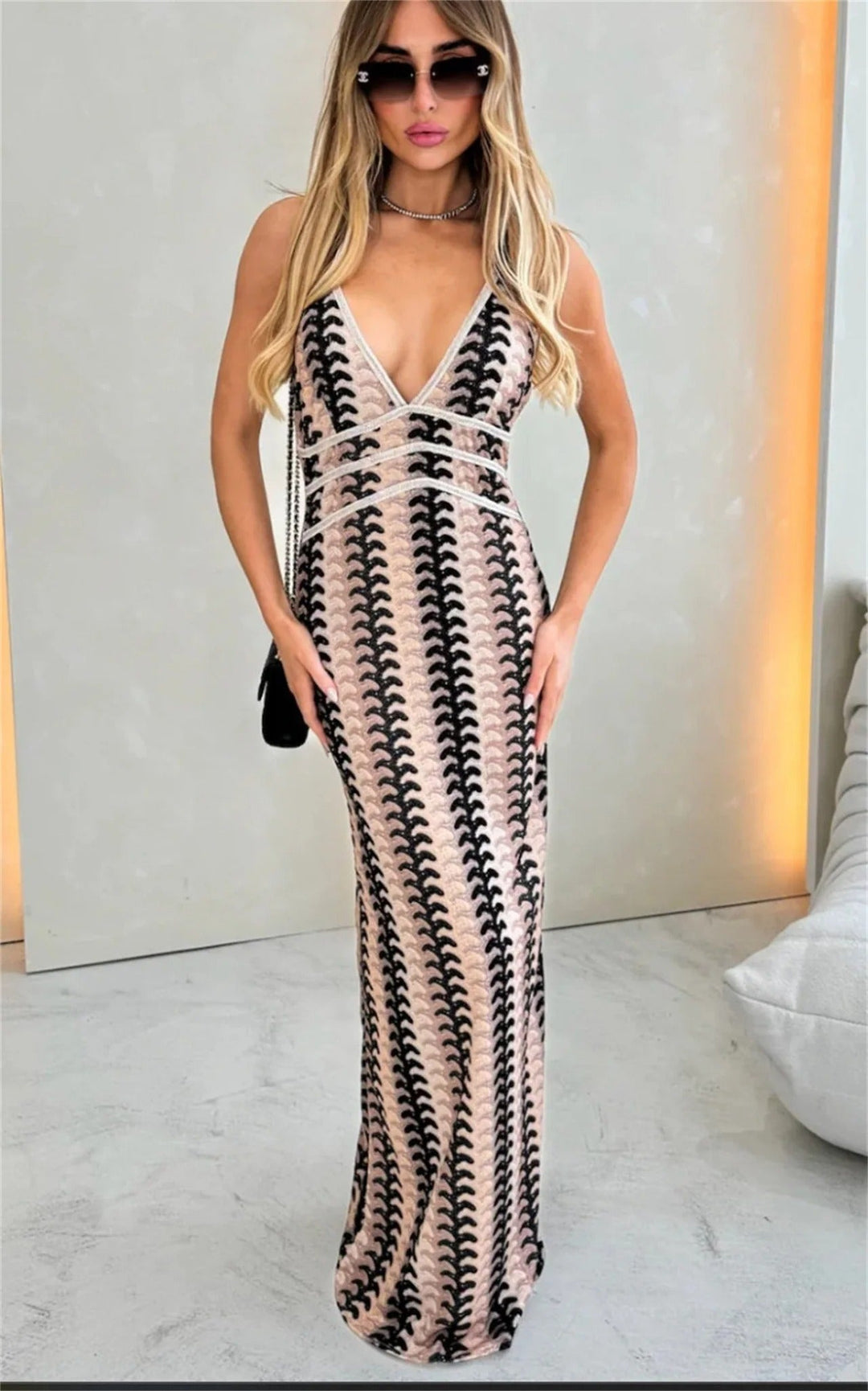 Celine | Damen Sommer Ärmellos Hochzeitsgastkleid