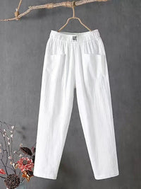 Romy | Damen Leichte Leinen Sommerhose mit Taschen