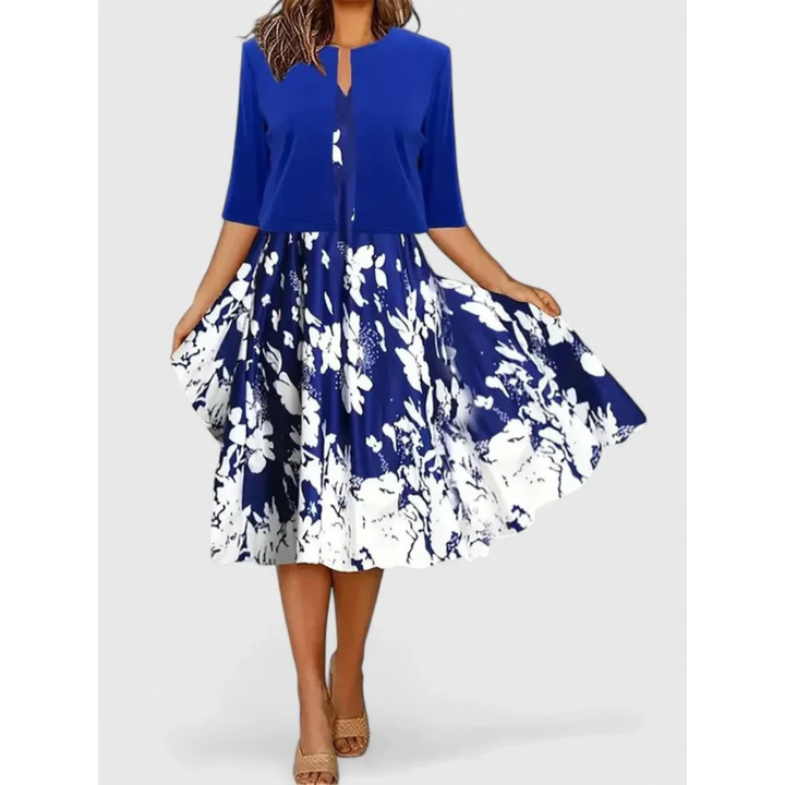 Meike | Damen Boho Midikleid Mit Kurzem Cardigan