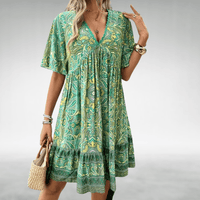 Lena | Abito midi boho chic da donna con scollo a V e orlo elastico