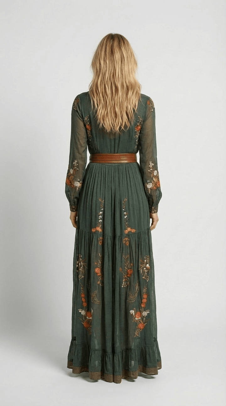 Geraldine | Damen Elegantes Hochzeitsgast Boho Maxikleid