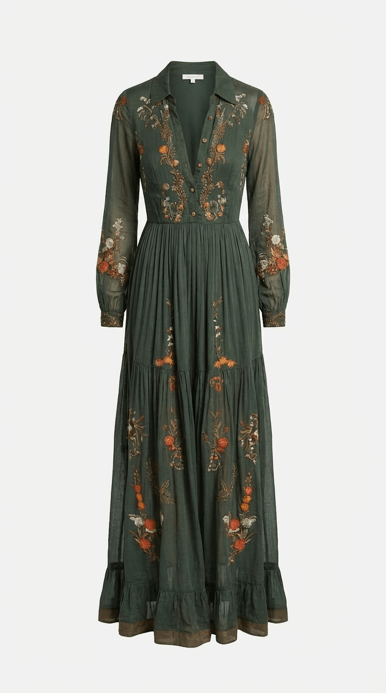 Geraldine | Damen Elegantes Hochzeitsgast Boho Maxikleid