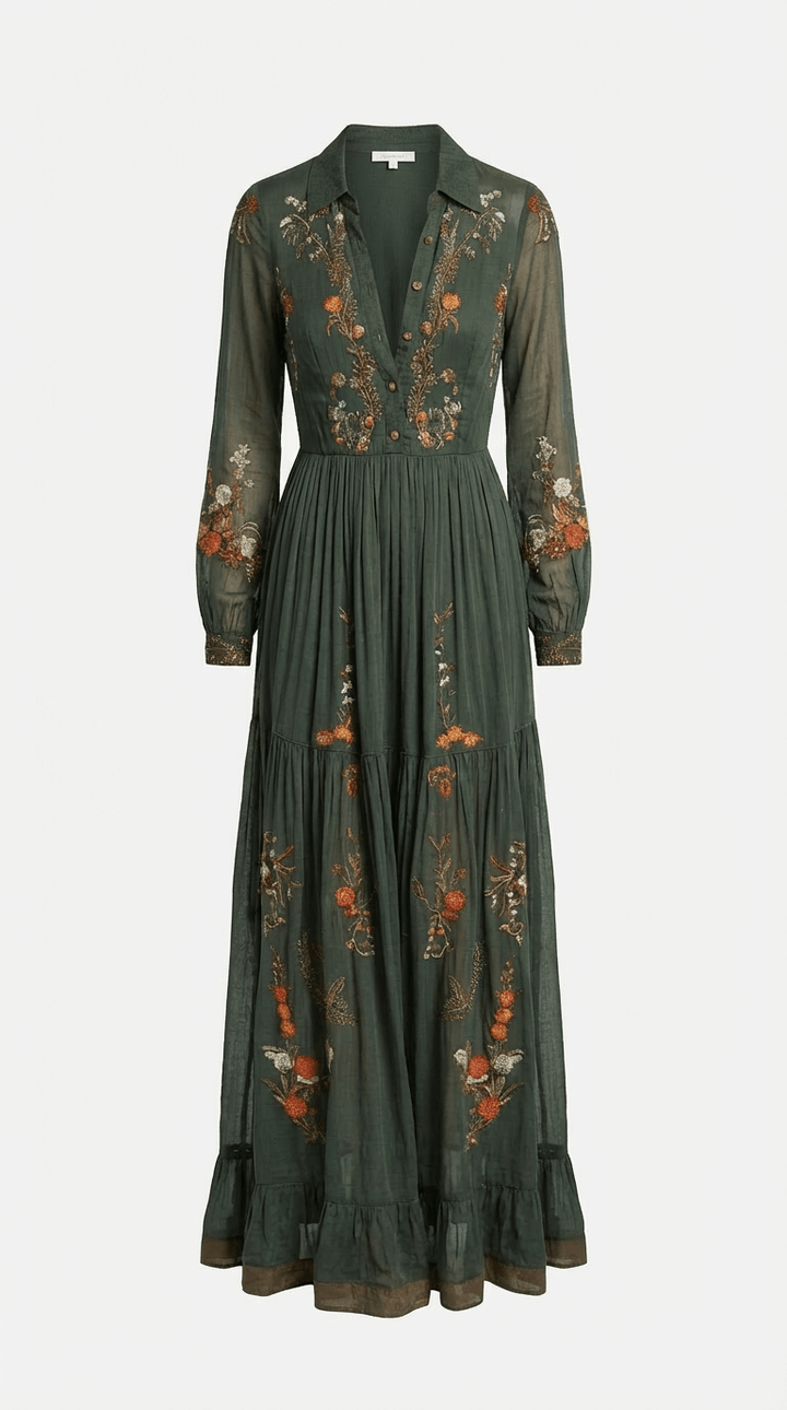 Geraldine | Damen Elegantes Hochzeitsgast Boho Maxikleid