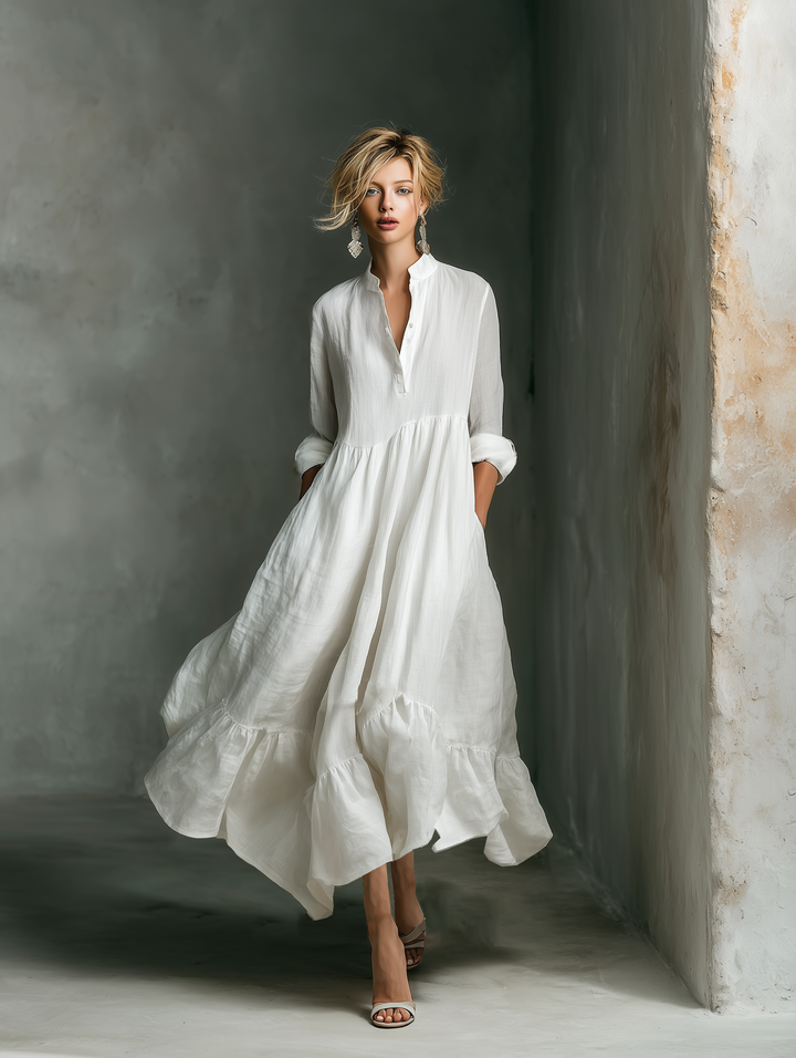 Samantha | Damen Casual Langarm Maxikleid