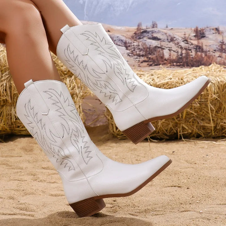 Flavia | Damen Bestickte Western Cowboy Stiefel