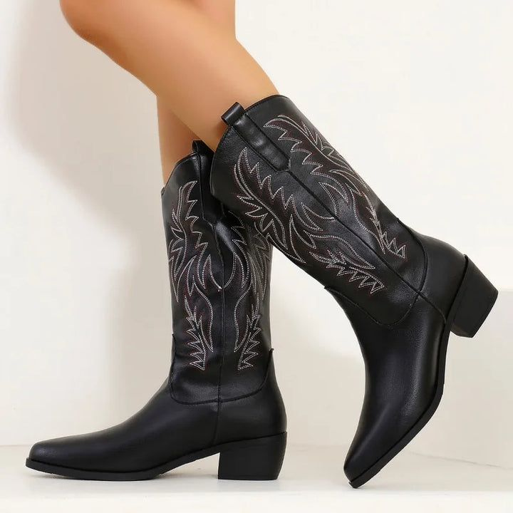 Flavia | Damen Bestickte Western Cowboy Stiefel