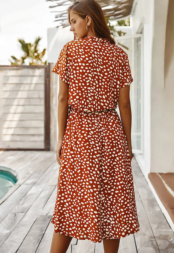 Felicitas | Damen Lässiges Bedrucktes Hemdkleid