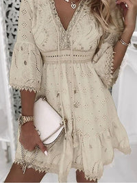 Brigitte | Mini abito boho estivo da donna con scollo a V