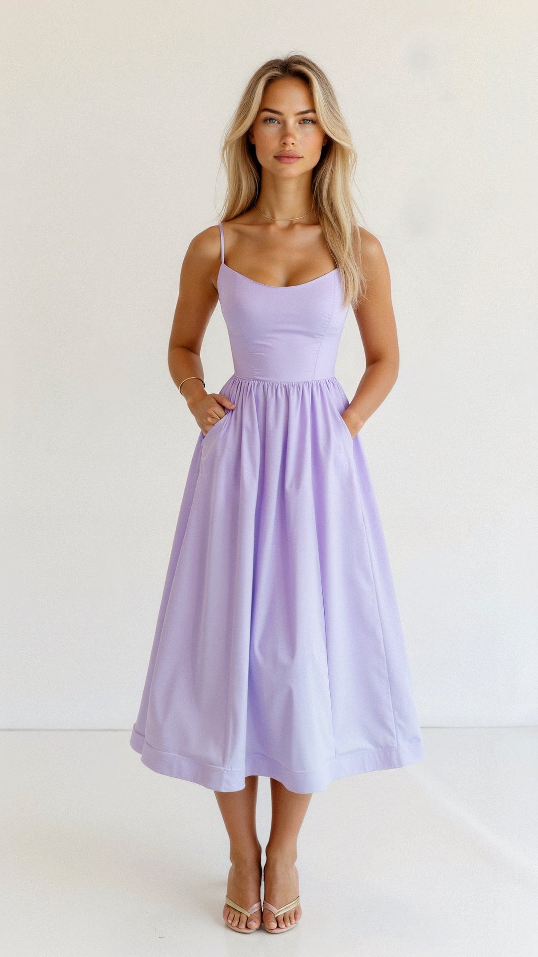 Tanja | Damen Klassisches A-Linien Kleid Mit Spaghettiträgern