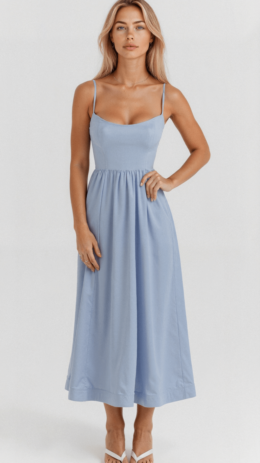 Tanja | Damen Klassisches A-Linien Kleid Mit Spaghettiträgern